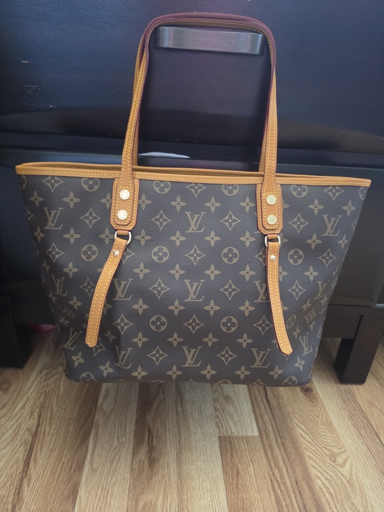 be inspired Handbags - Leather Monogram Canvas Brown Tote Shoulder Bag Purse